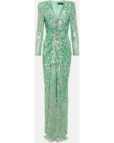 Jenny Packham Sequined Gown - Green