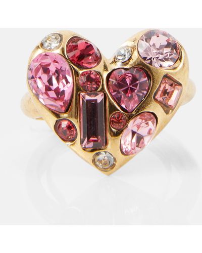 Oscar de la Renta Gemstone Heart Embellished Ring - Pink