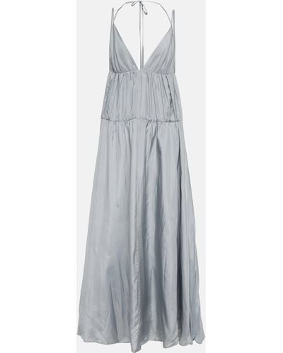 JOSEPH Darnley Ruched Silk Maxi Dress - Grey