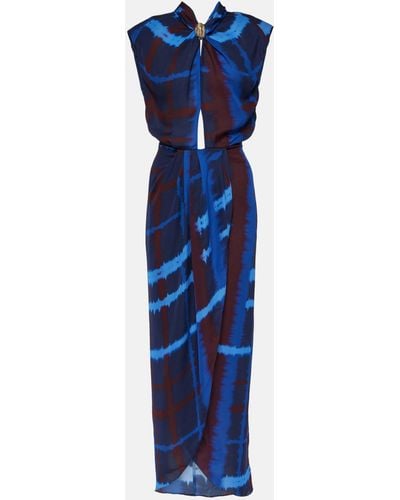 Johanna Ortiz Cutout Silk Maxi Dress - Blue