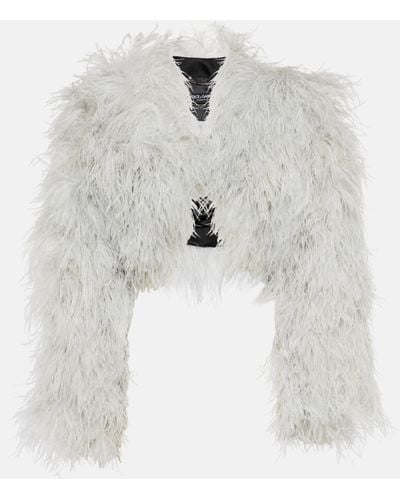 Dolce & Gabbana X Kim Feather Cropped Jacket - White