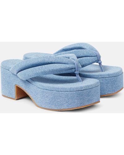 Dries Van Noten Denim Platform Thong Sandals - Blue