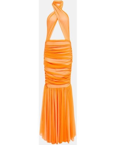 Norma Kamali Cross Halter Fishtail Gown - Orange
