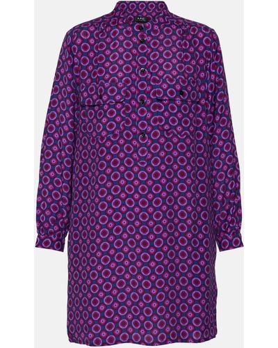 A.P.C. Mathilde Printed Shirt Dress - Purple
