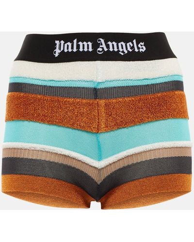 Palm Angels Lurex Striped Knit Shorts - Multicolour