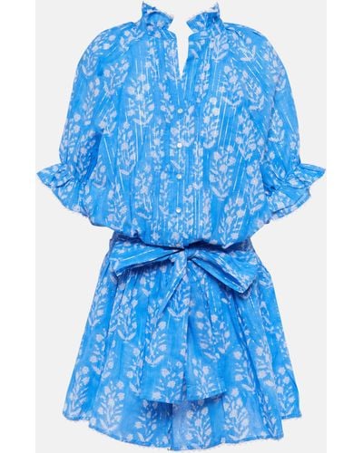 Juliet Dunn Floral Cotton-blend Minidress - Blue