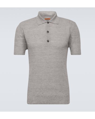 Barena Marco Slissa Linen-blend Polo Shirt - Grey