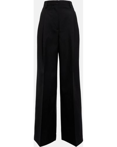 Burberry Madge High-rise Wide-leg Wool Pants - Black