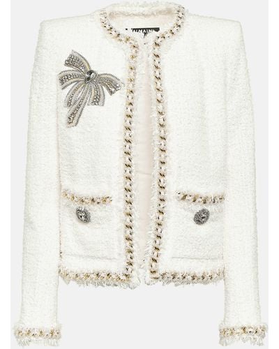 Balmain Embellished Tweed Jacket - White