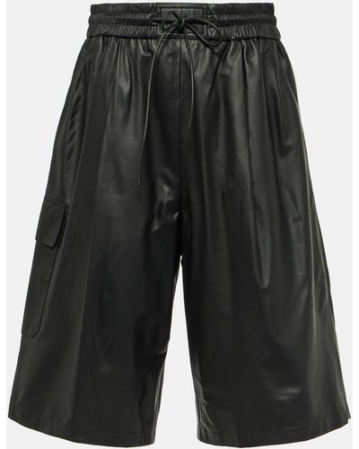 Yves Salomon Leather Bermuda Shorts - Black