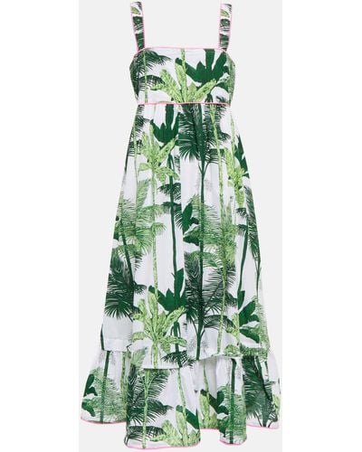 Juliet Dunn Printed Cotton Midi Dress - Green