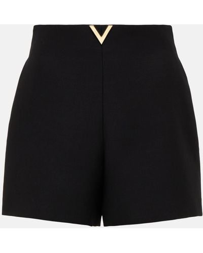 Valentino Vgold Wool And Silk Shorts - Black
