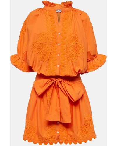 Juliet Dunn Cotton Poplin Shirt Dress - Orange