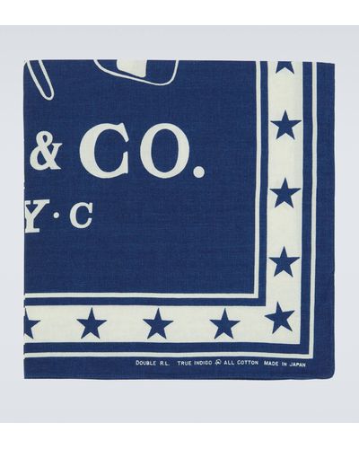 RRL Car Club Printed Cotton Pocket Square - Blue