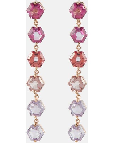 Suzanne Kalan 14kt Rose Gold Drop Earrings With Topaz - Pink