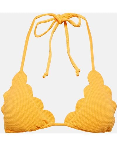 Marysia Swim Broadway Scalloped Triangle Bikini Top - Yellow