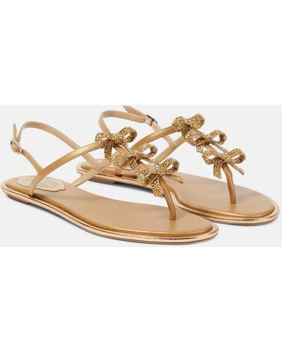 Rene Caovilla Bow-detail Leather Thong Sandals - Metallic