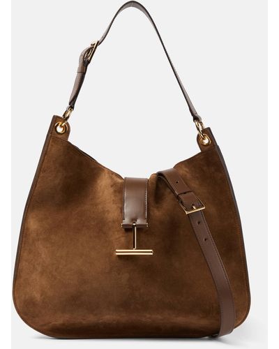 Tom Ford Logo Leather Shoulder Bag - Brown