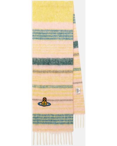 Vivienne Westwood Striped Alpaca And Wool-blend Scarf - Yellow