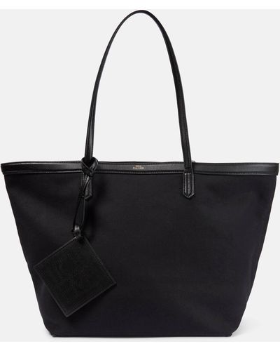Totême Leather-trimmed Canvas Tote Bag - Black