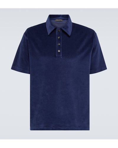 Loro Piana Cotton And Silk Chenille Polo Shirt - Blue