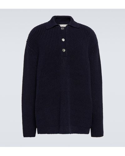 Our Legacy Big Piquet Ribbed-knit Cotton Sweater - Blue