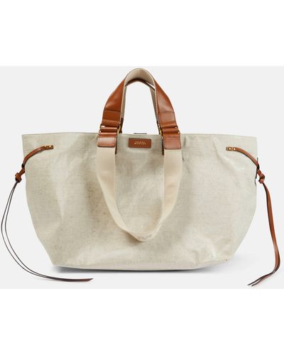 Isabel Marant Wardy Leather-trimmed Canvas Tote Bag - Natural
