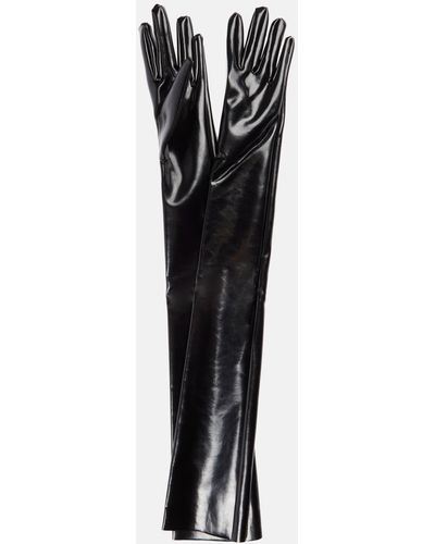 Norma Kamali Faux Patent Leather Gloves - Black