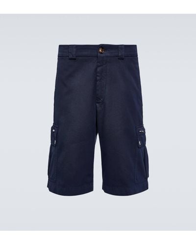 Brunello Cucinelli Cotton Gabardine Cargo Shorts - Blue