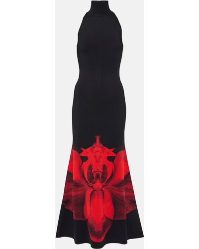 Alexander McQueen Ethereal Orchid Maxi Dress - Red