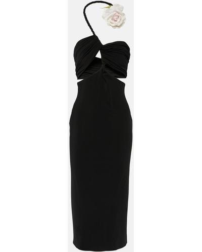 Magda Butrym Floral-applique Cutout Midi Dress - Black