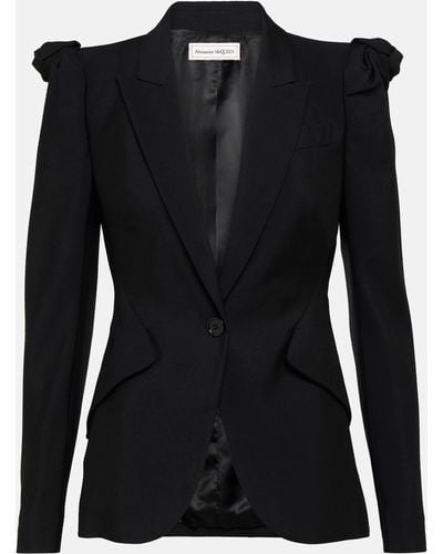Alexander McQueen Knot-detail Wool Tuxedo Jacket - Black