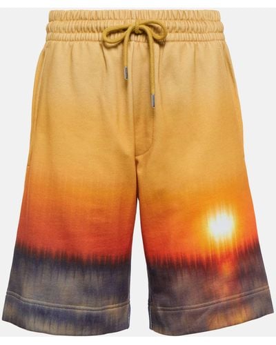 Dries Van Noten Printed Cotton Jersey Shorts - Orange