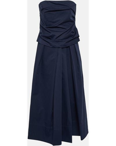 Co. Strapless Tton And Silk Midi Dress - Blue