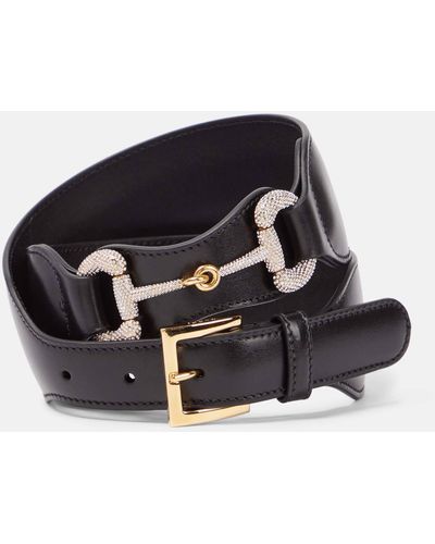 Gucci Horsebit Embellished Leather Belt - Black