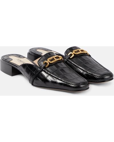 Tom Ford Whitney Croc-effect Leather Mules - Black