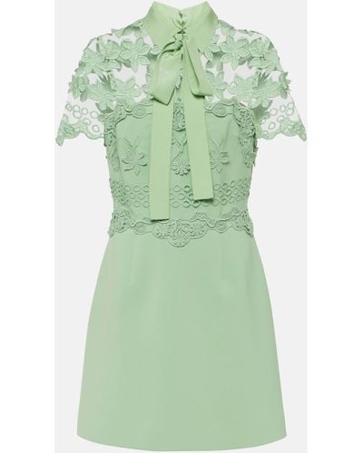 Elie Saab Floral-applique Silk-blend Minidress - Green