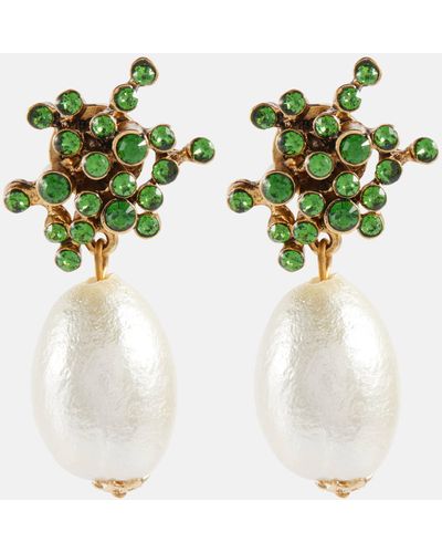 Oscar de la Renta Turbillion Embellished Earrings - Green