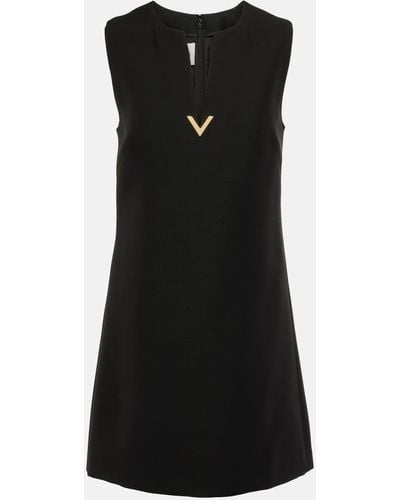Valentino Crepe Couture Vgold Minidress - Black