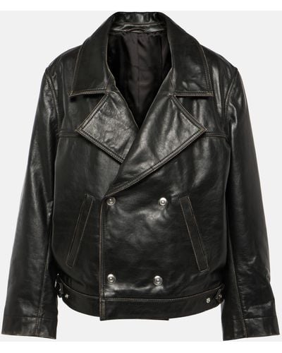 Victoria Beckham Oversized Leather Jacket - Black