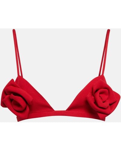 Valentino Floral-applique Crepe Couture Bra Top - Red