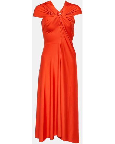 Victoria Beckham Draped Satin Midi Dress - Red