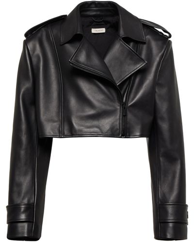 The Mannei Mahis Cropped Leather Biker Jacket - Black