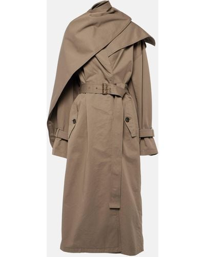 Acne Studios Shawl-detail Twill Cotton Trench Coat - Natural