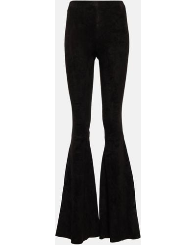 Stouls High-rise Suede Flared Pants - Black