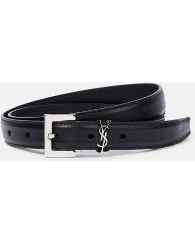 Saint Laurent Cassandre 20 Leather Belt - Black
