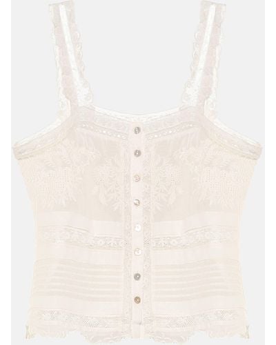 LoveShackFancy Sully Cotton-lace Top - White