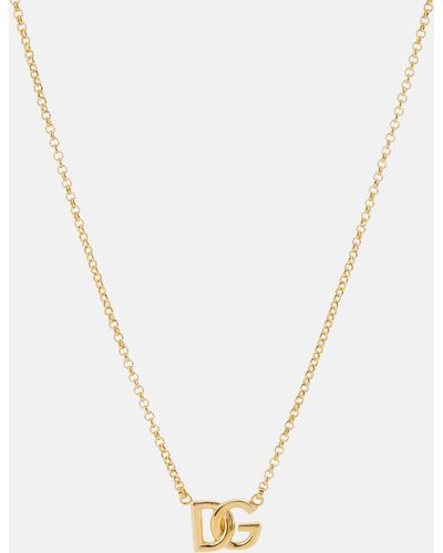 Dolce & Gabbana Dg Logo Embellished Necklace - Metallic