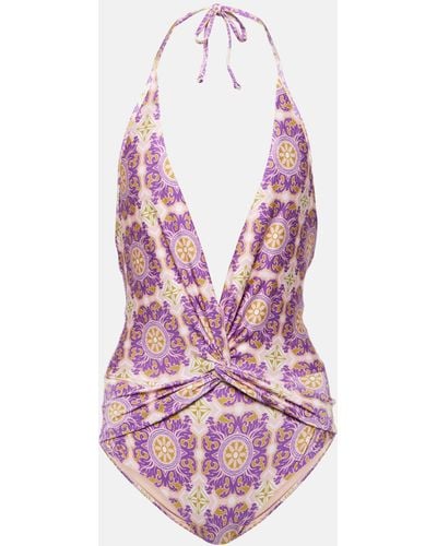 Adriana Degreas Exotic Coral Printed Halterneck Swimsuit - Pink