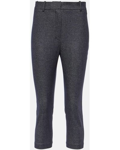 Magda Butrym High-rise Wool And Cotton Cropped Pants - Blue